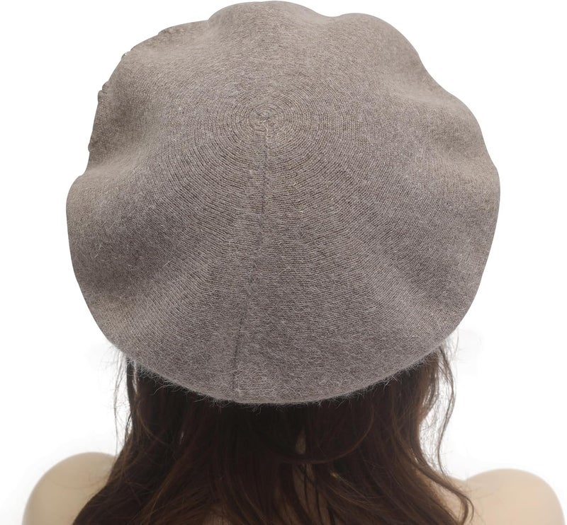 ZLYC Womens French Beret hat, Reversible Solid Color Mosaic Warm Beret Cap for Girls - Image 3